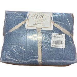 Longhui Blue Gray Bedding Acrylic Sweater Cable Knit All Seasons Coverlet